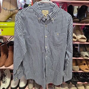 Blue Mountain Mens Gingham Button Down Shirt Long Sleeve Casual Size M